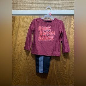 Athletics Works Toddler “Dunk Swish Score” Long Sleeve Tee & Jogger Pant Set